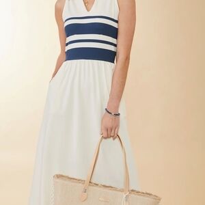 Spartina 449 Cream Pleated Maxi Sundress